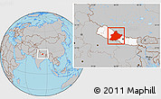 Gray Location Map of West, highlighted country, within the entire country