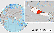 Gray Location Map of West, highlighted country