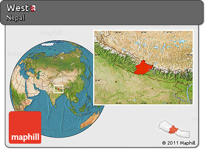 Satellite Location Map of West