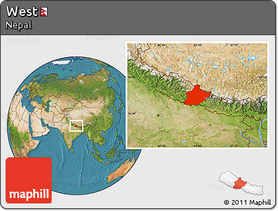 Satellite Location Map of West
