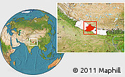 Satellite Location Map of West, highlighted country, within the entire country