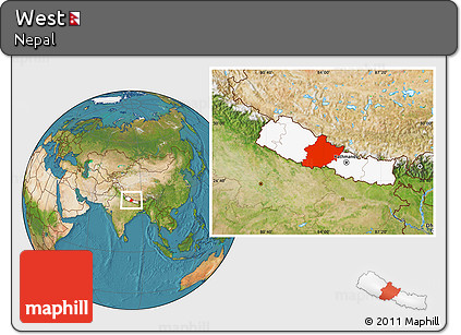 Satellite Location Map of West, highlighted country