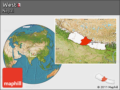 Satellite Location Map of West, highlighted country