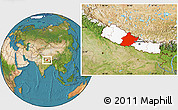 Satellite Location Map of West, highlighted country