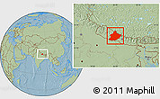 Savanna Style Location Map of West, within the entire country, hill shading