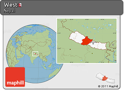 Savanna Style Location Map of West, highlighted country
