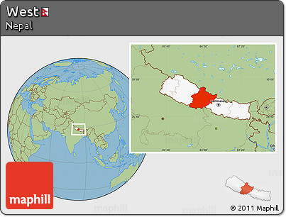Savanna Style Location Map of West, highlighted country