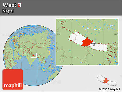 Savanna Style Location Map of West, highlighted country
