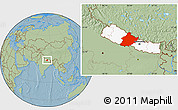 Savanna Style Location Map of West, highlighted country, hill shading