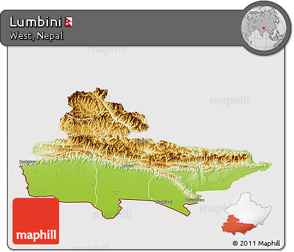 Physical 3D Map of Lumbini, cropped outside