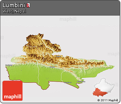 Physical 3D Map of Lumbini, cropped outside