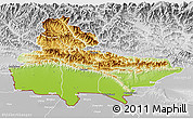 Physical 3D Map of Lumbini, lighten, desaturated