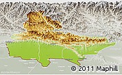 Physical 3D Map of Lumbini, lighten, semi-desaturated