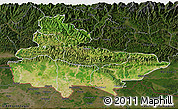 Satellite 3D Map of Lumbini, darken