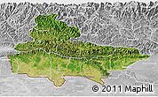 Satellite 3D Map of Lumbini, lighten, desaturated