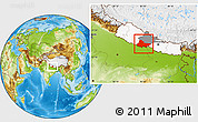 Physical Location Map of Lumbini, highlighted country, highlighted parent region