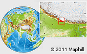 Physical Location Map of Lumbini, highlighted parent region, within the entire country