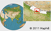 Satellite Location Map of Lumbini, highlighted country