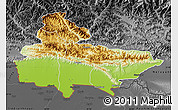 Physical Map of Lumbini, darken, desaturated
