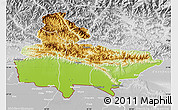 Physical Map of Lumbini, lighten, desaturated
