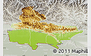 Physical Map of Lumbini, lighten, semi-desaturated