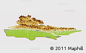 Physical Panoramic Map of Lumbini, cropped outside