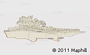 Shaded Relief Panoramic Map of Lumbini, cropped outside