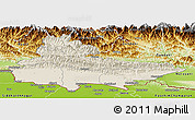 Shaded Relief Panoramic Map of Lumbini, physical outside