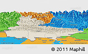 Shaded Relief Panoramic Map of Lumbini, political outside