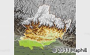 Physical Map of West, darken, semi-desaturated