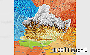 Physical Map of West, political shades outside