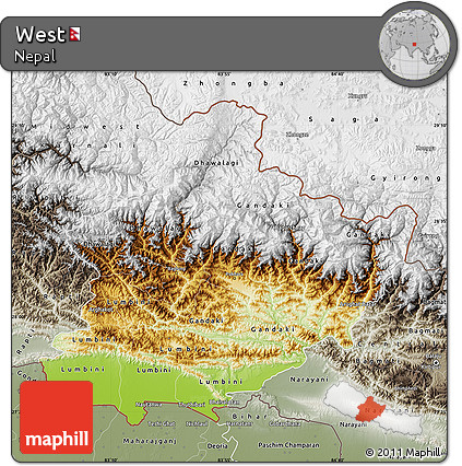 Physical Map of West, semi-desaturated