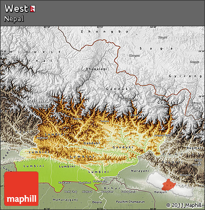 Physical Map of West, semi-desaturated