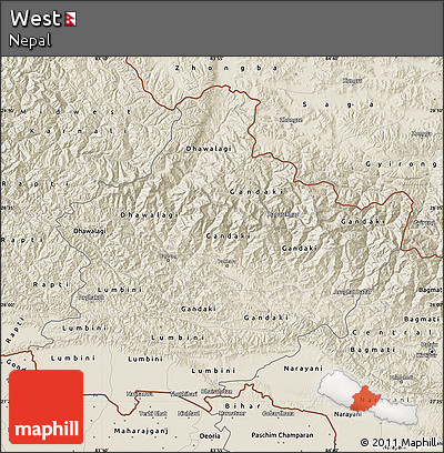 Shaded Relief Map of West