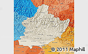 Shaded Relief Map of West, political shades outside