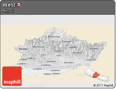 Classic Style Panoramic Map of West, single color outside