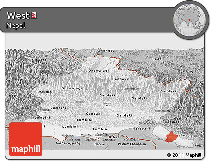 Gray Panoramic Map of West