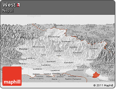 Gray Panoramic Map of West