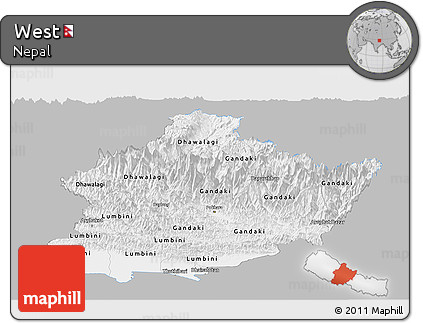 Gray Panoramic Map of West, single color outside
