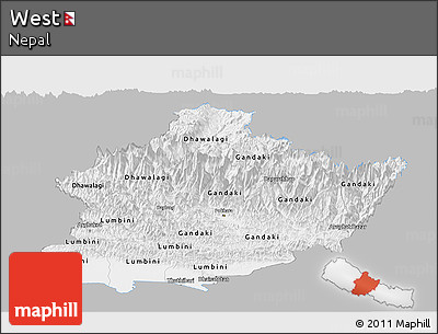Gray Panoramic Map of West, single color outside