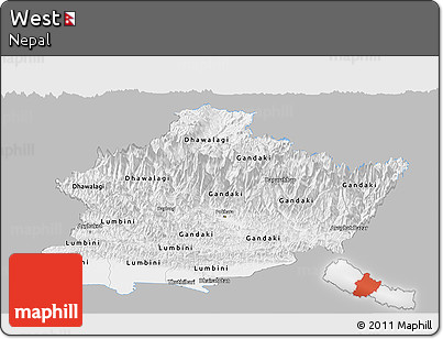 Gray Panoramic Map of West, single color outside