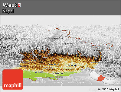 Physical Panoramic Map of West, lighten, desaturated