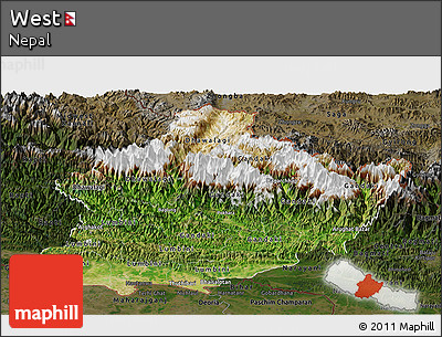 Satellite Panoramic Map of West, darken