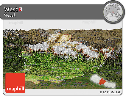 Satellite Panoramic Map of West, darken