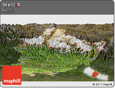 Satellite Panoramic Map of West, darken