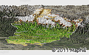 Satellite Panoramic Map of West, darken, semi-desaturated