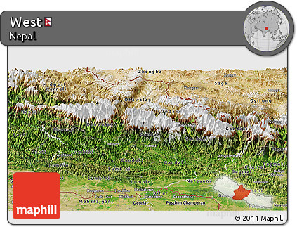 Satellite Panoramic Map of West