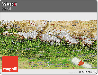 Satellite Panoramic Map of West