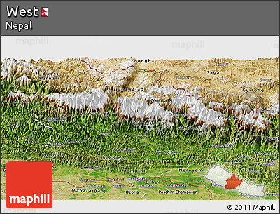 Satellite Panoramic Map of West