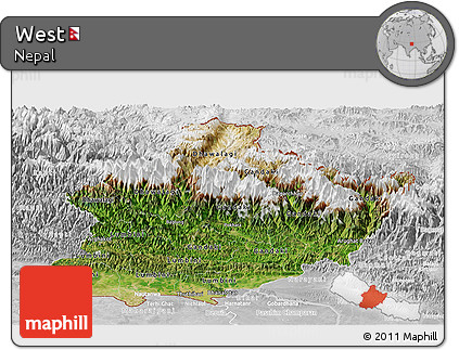 Satellite Panoramic Map of West, lighten, desaturated